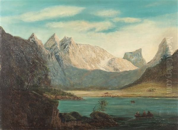 Mountain Lake Oil Painting by Julius Lange