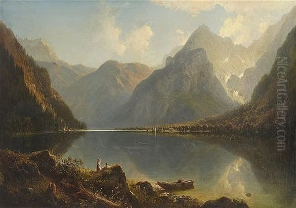 A View Of The Konigssee Oil Painting by Julius Lange