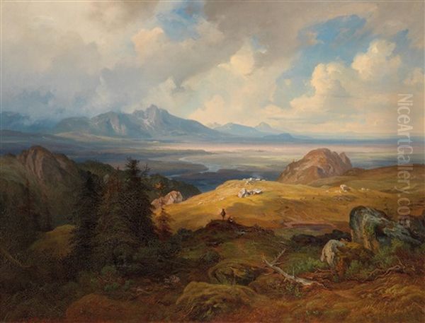 Landschaft Bei Chur Oil Painting by Julius Lange