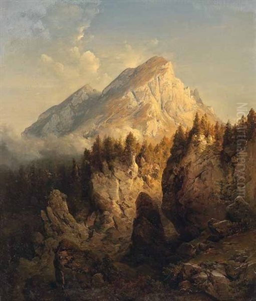 Gebirgsmassiv Oil Painting by Julius Lange