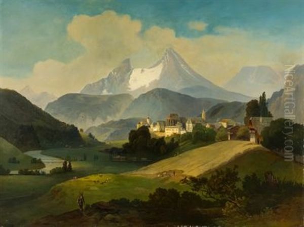 Berchtesgaden Mit Dem Watzmann Oil Painting by Julius Lange