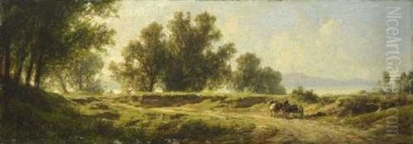 Baumlandschaft Am Ufer Eines Vorgebirgssees Oil Painting by Julius Lange