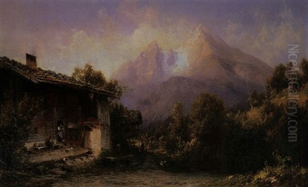 Blick Auf Den Watzmann Oil Painting by Julius Lange