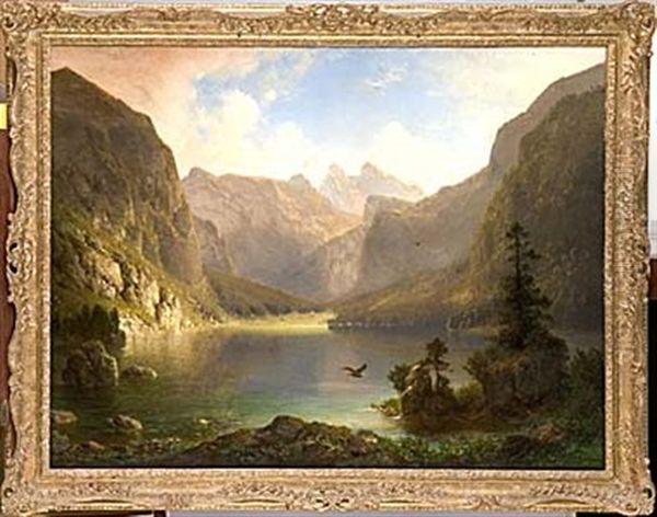 Alplandskap Oil Painting by Julius Lange