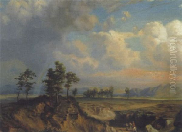 Landschaft Mit Regenbogen Oil Painting by Julius Lange