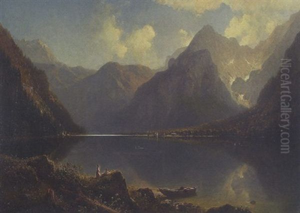 Der Konigssee Bei Berchtesgaden Oil Painting by Julius Lange