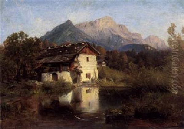 Muhle Bei Berchtesgaden Oil Painting by Julius Lange