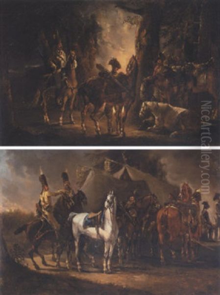 Military Encampment With Cavalry Oil Painting by Dirk Langendyk