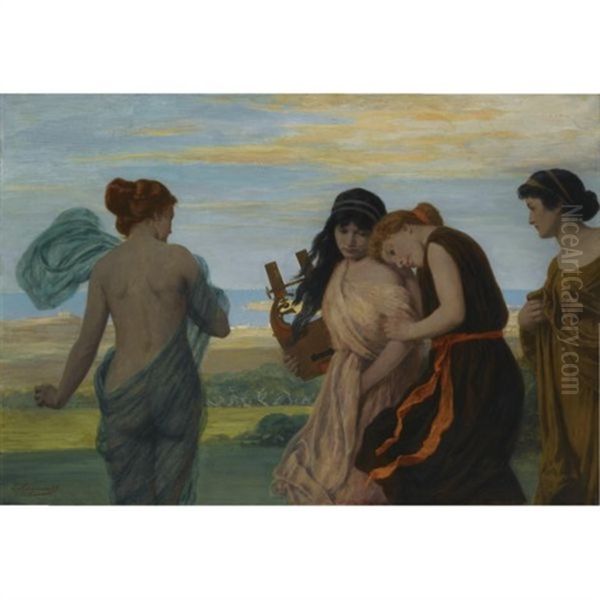 Der Reigen - The Dance Oil Painting by Ludwig Von Langenmantel