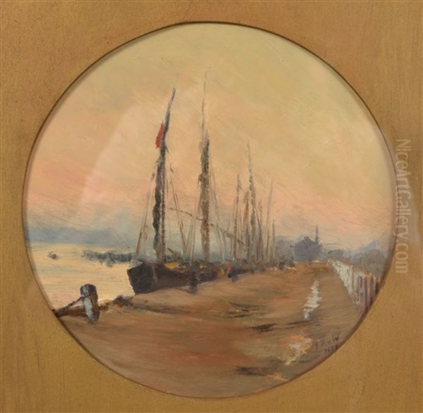 Harbor Wall Oil Painting by Johann Peter Von Langer