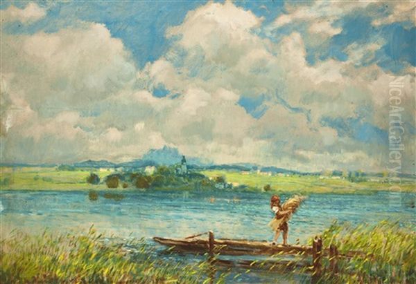 Auf Der Elbe Oil Painting by Karel Langer