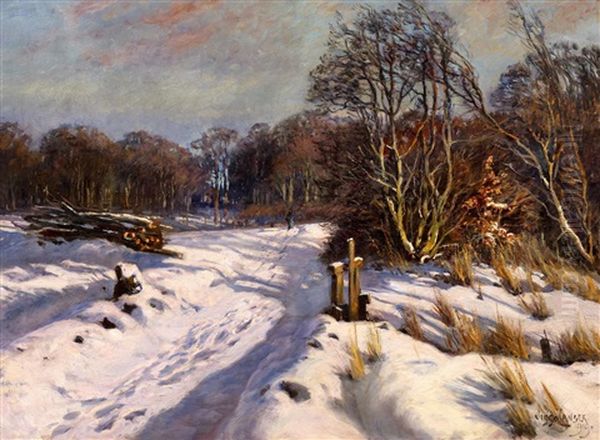 Winterlandschaft Oil Painting by Olaf Viggo Peter Langer