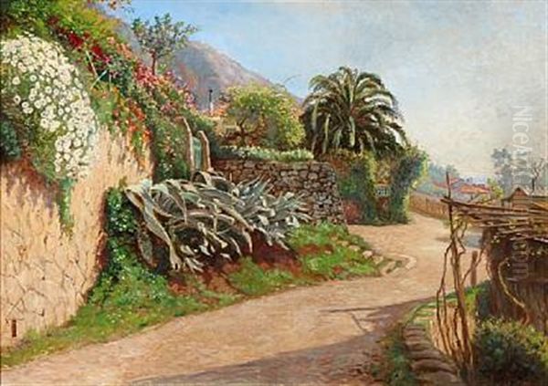 Menton - Garavan Oil Painting by Olaf Viggo Peter Langer