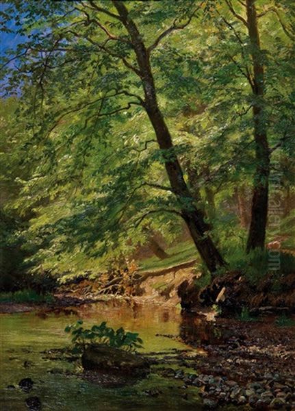 Ein Sommertag Im Wald Oil Painting by Olaf Viggo Peter Langer