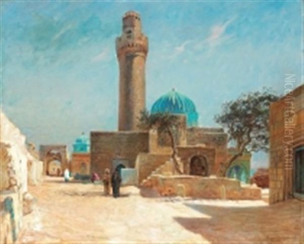 Motiv Fran Kaukasus Med En Minaret I Shichova Oil Painting by Olaf Viggo Peter Langer