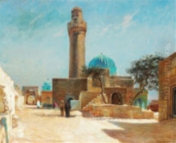 Motiv Fran Kaukasus Med En Minaret I Shichova Oil Painting by Olaf Viggo Peter Langer