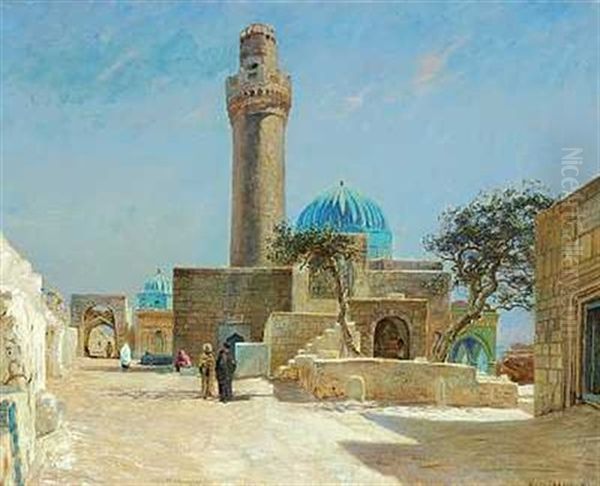 Parti Fra Kaukasus Med En Minaret I Shichowa Oil Painting by Olaf Viggo Peter Langer