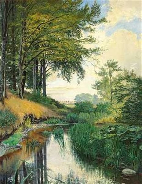 Aalob I Lellingeskov Oil Painting by Olaf Viggo Peter Langer