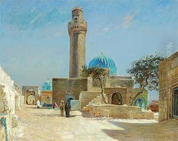 Parti Fra Kaukasus Med Minaret I Shichowa Oil Painting by Olaf Viggo Peter Langer