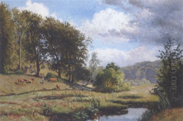 Bjergeskov Ved Lejre Oil Painting by Olaf Viggo Peter Langer