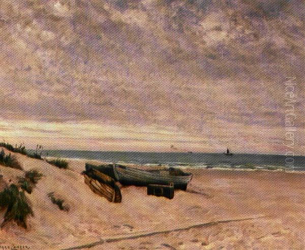 Optrukne Bade Pa Stranden Oil Painting by Olaf Viggo Peter Langer