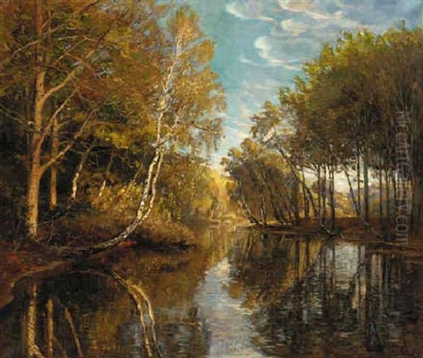 Tranquil Waters Oil Painting by Olaf Viggo Peter Langer