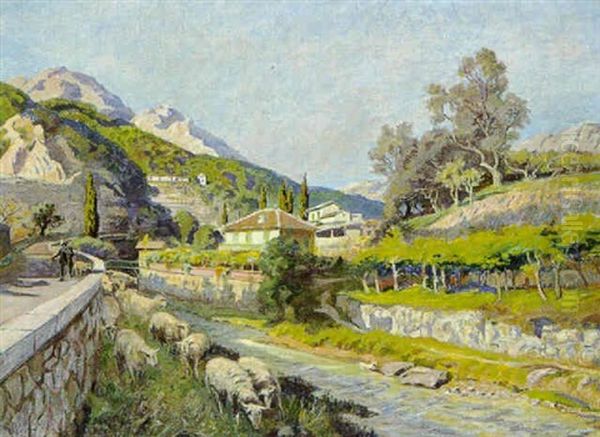 Efterar I Carei Ved Menton Oil Painting by Olaf Viggo Peter Langer