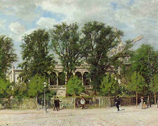 Spadserende Ud For Kongens Klub, Det Tidligere Concert Du Boulevard, Vesterbros Passage Oil Painting by Olaf Viggo Peter Langer