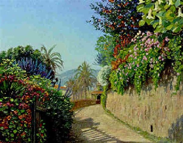 Menton - Garavan Oil Painting by Olaf Viggo Peter Langer