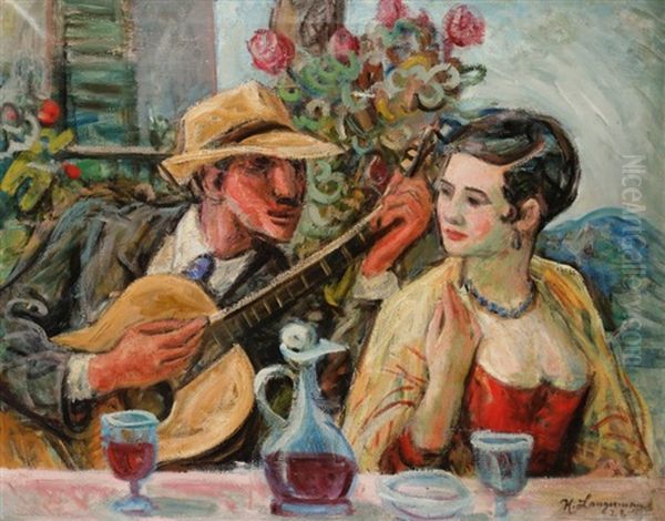 La Serenade Oil Painting by Henrick Langerman