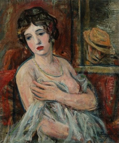 Femme Denudee Devant Le Miroir Oil Painting by Henrick Langerman