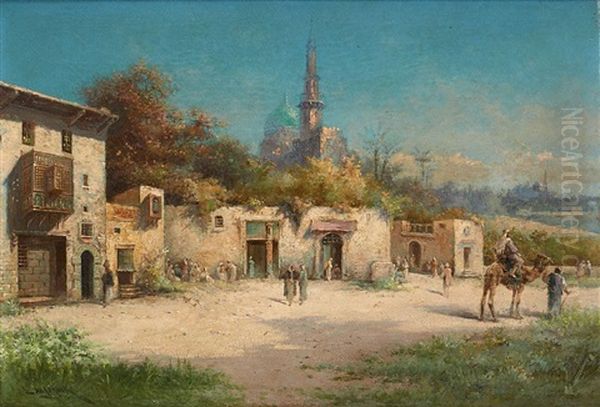 Chamelier Sur Fond De Paysage Oil Painting by Henri Langerock