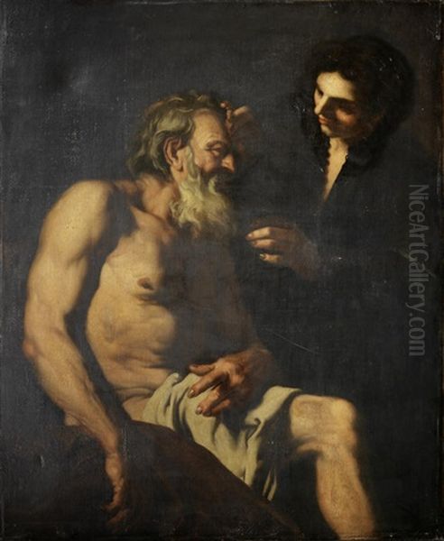 The Healing Of Tobit's Blindness Unframed Oil Painting by Giovanni Battista Langetti