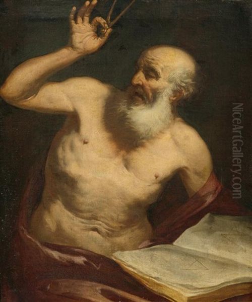 Archimedes Oil Painting by Giovanni Battista Langetti