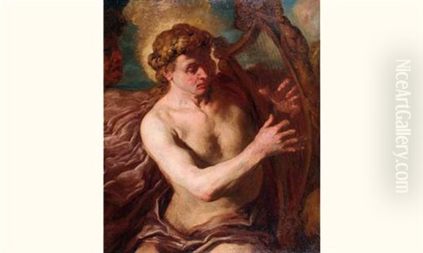 Apollon Jouant De La Harpe Oil Painting by Giovanni Battista Langetti