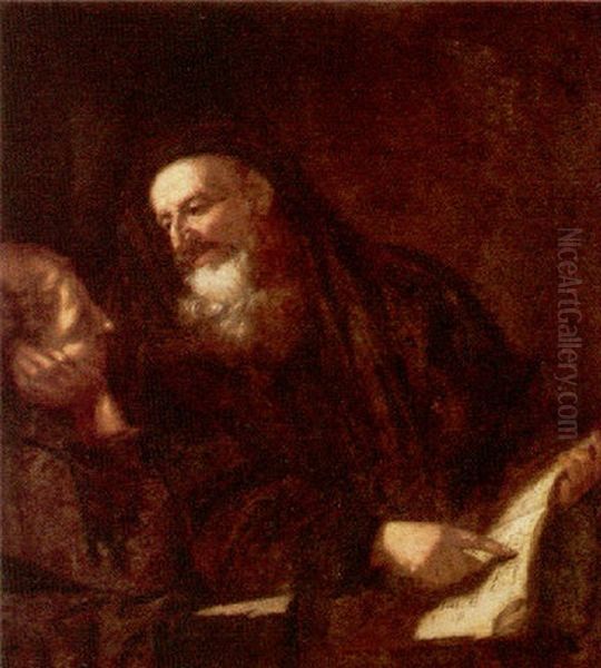 A Philosopher Instructing A Pupil Oil Painting by Giovanni Battista Langetti