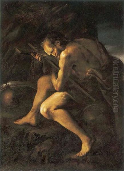 San Girolamo Nel Deserto Oil Painting by Giovanni Battista Langetti