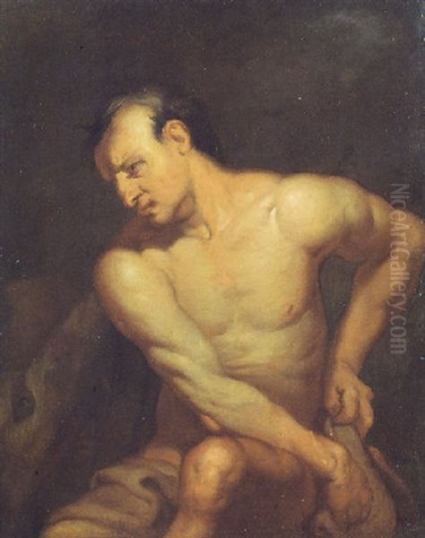 Sansone(?) Oil Painting by Giovanni Battista Langetti