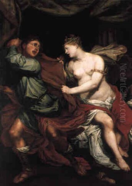 Joseph And Potiphar's Wife Oil Painting by Giovanni Battista Langetti