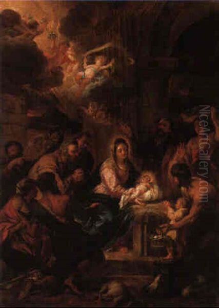 The Adoration Of The Shepherds Oil Painting by Giovanni Battista Langetti