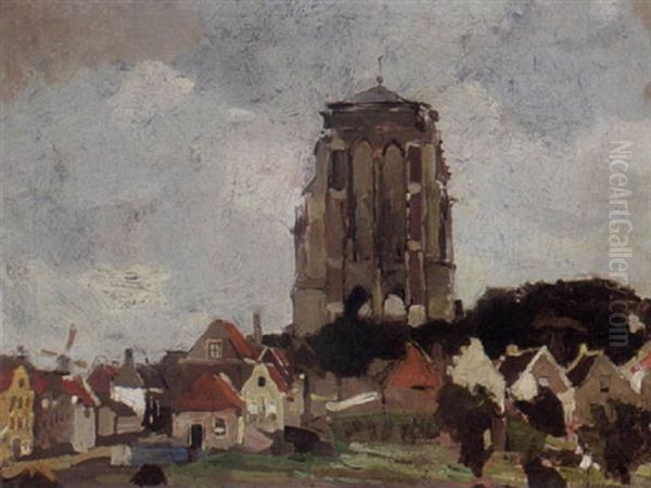 A View Of Veere Oil Painting by Frans Langeveld