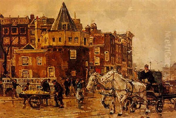 View Of The Schreierstoren, Amsterdam Oil Painting by Frans Langeveld