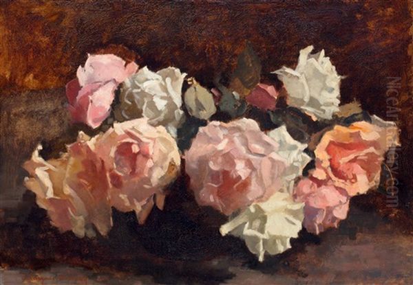 Rozen Oil Painting by Marie Adelaide (Ida) Langeveld-Dubourcq