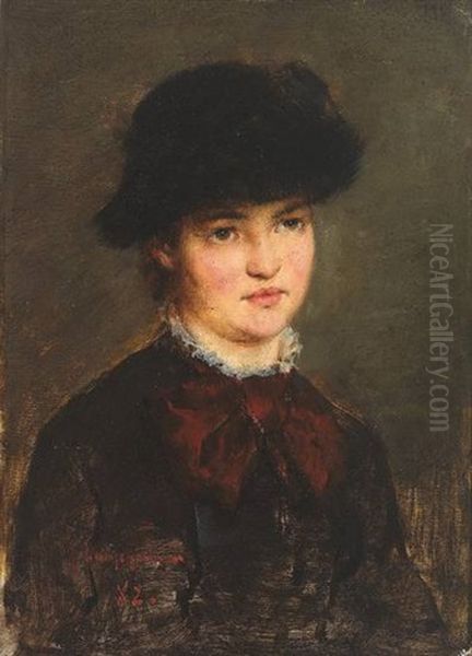 Portrait Einer Reizenden Jungen Frau Oil Painting by Arthur Langhammer