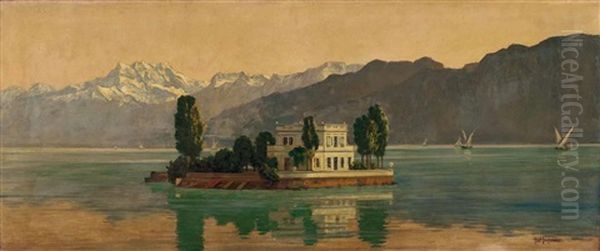 Genfersee-insel Salagnon Oil Painting by Karl Langhammer