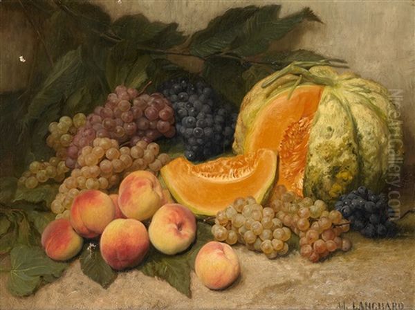 Nature Morte Au Melon Oil Painting by Adolph Langhard