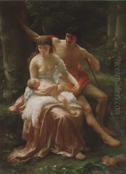 The Shepherd's Family Oil Painting by Adolph Langhard