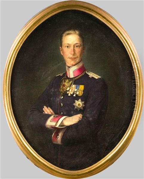 Portrait Des Friedrich Wilhelm Victor August Ernst Von Preusen, Kronprinz Von Preussen U. Des Deutschen Reiches, 1. Sohn Von Wilhelm Ii Oil Painting by Carl Langhorst