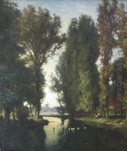 By A River Oil Painting by Dietrich Langko