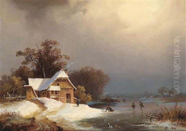 Eisvergnugen Oil Painting by Dietrich Langko